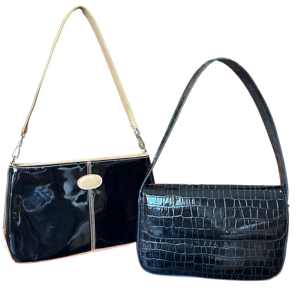 2 Shoulder Bags Bundle H&M Croc Embossed + Faux Patent Leather AS IS